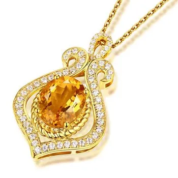 

Drop-shaped Diamond Citrine Pendant Imitates Natural Colorful Pendant, Gold Plated Luxury Tanabata Gift Product JDZ637