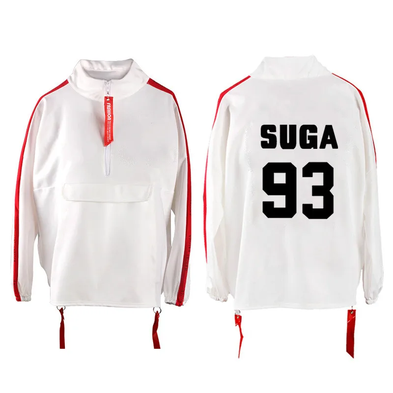 SUGA Kpop толстовки Женская с длинным рукавом Корейская версия свободная весенняя куртка пальто k-pop Bangtan мальчики jin suga топы толстовки с капюшоном - Цвет: SUGA