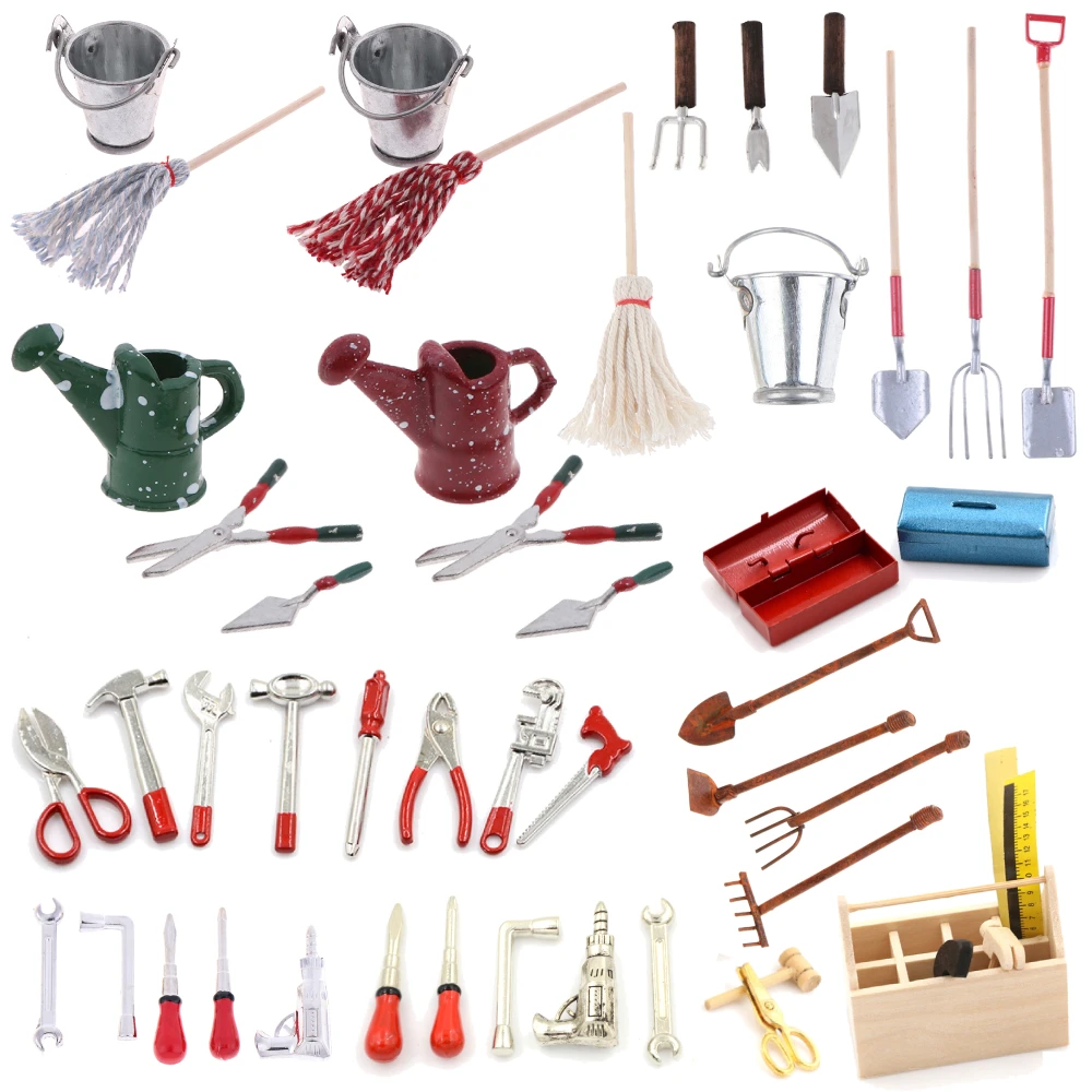 Садовые инструменты жестяная Лейка Лопата для 1/12 Масштаб Кукольный домик