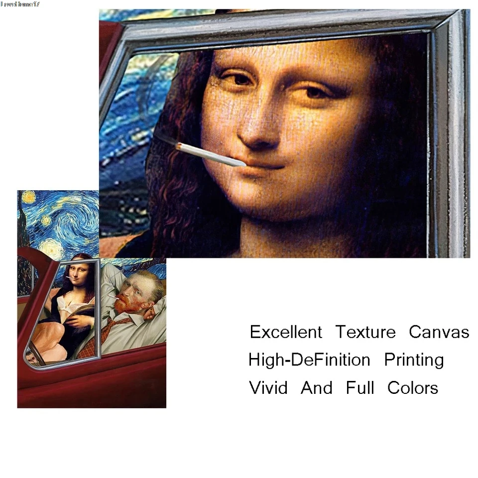 

Funny Mona Lisa Abstract Art Poster Canvas Oil Painting Nordic Style Classic Retro Home Decoration Frameless Photo