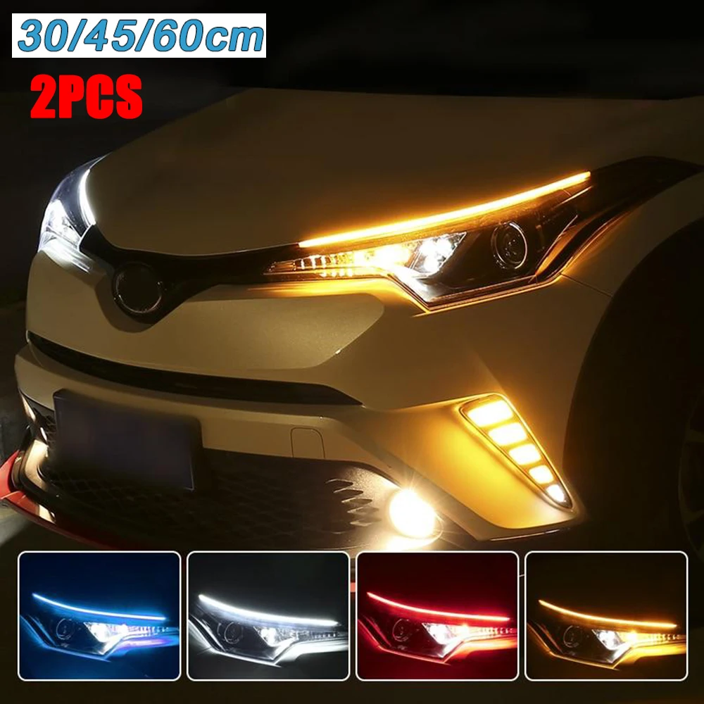 

Two-color streamer Auto Angel Eyes DRL Turn Signal LED Strip Light Ultra-thin light guide Flexible Soft Tube Guide Running Light