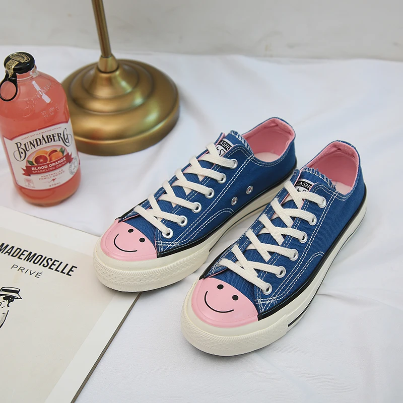 Новинка модная женская парусиновая обувь с милым принтом для отдыха дышащие