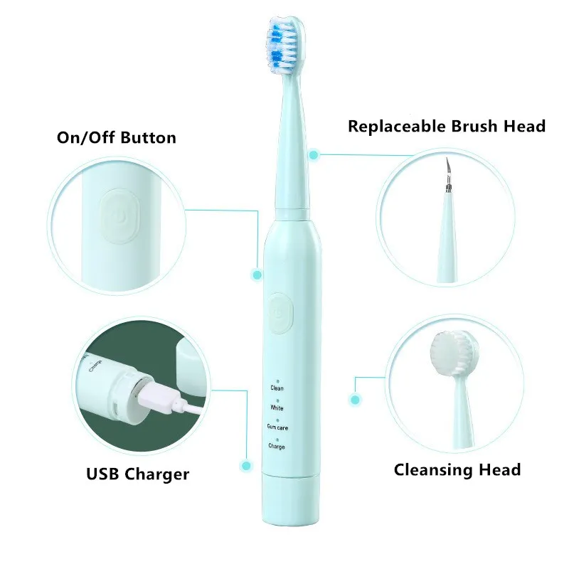 

3-in-1 Electric Dental Scaler Remover USB Rechargeable Dental Calculus Tartar Removal Cleaning Brushing Teeth Care Waterproof