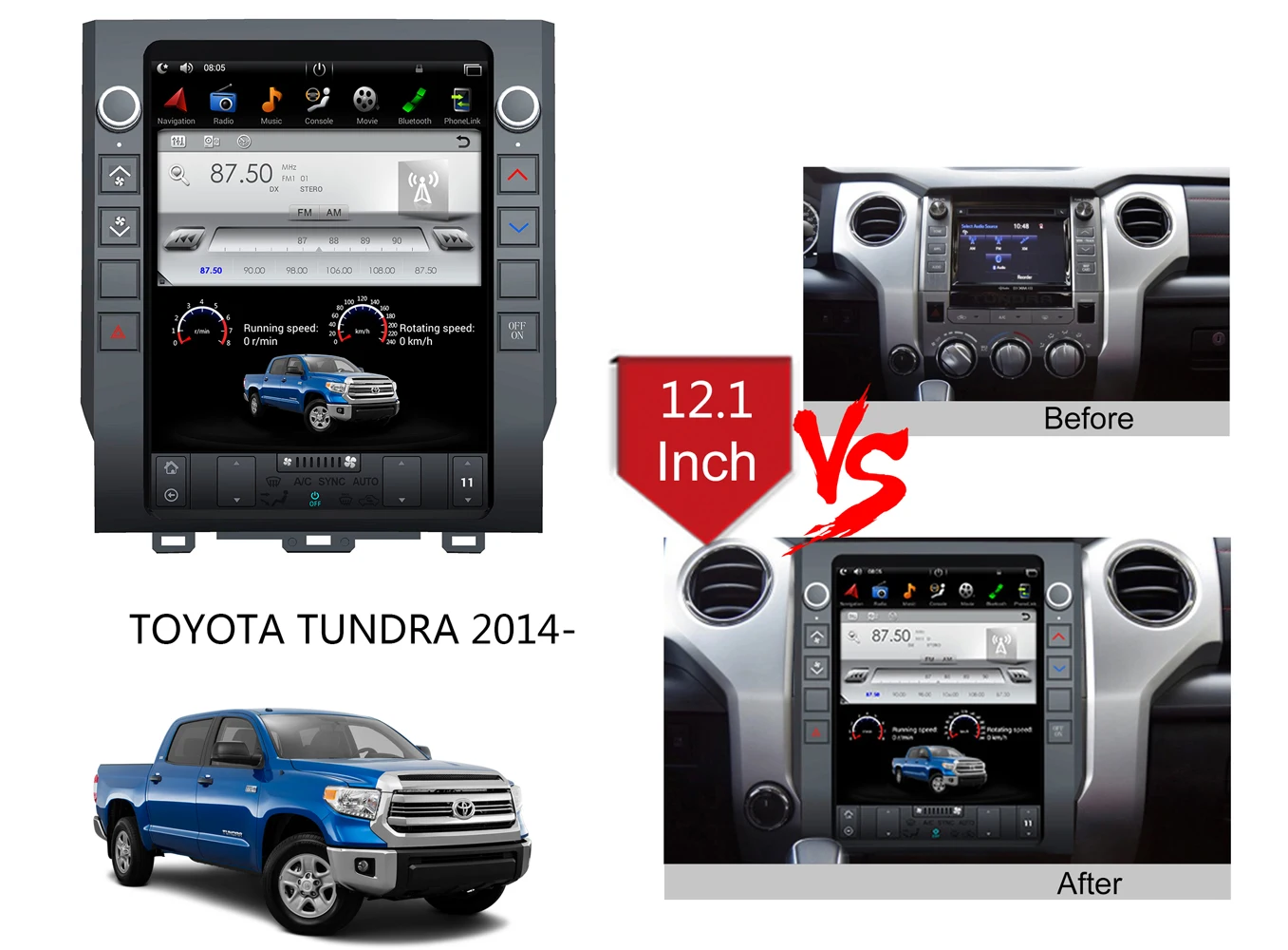 Автомобильный GPS-навигатор в стиле Tesla на Android 9 0 для Toyota Tundra 2014-Радио стерео