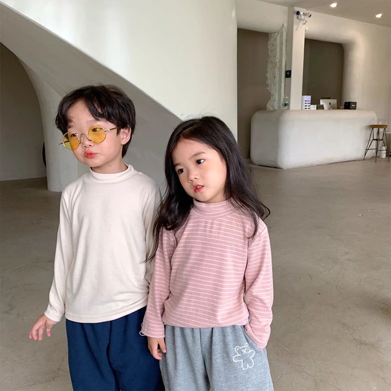 

Футболка с высоким воротником для мальчиков и девочек, с длинным рукавом