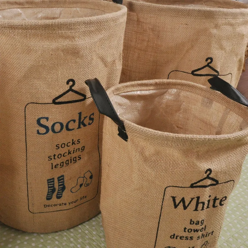 Джутовый мешок для белья Холщовый органайзер корзина сумки бюстгальтеров