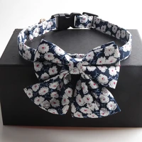 new flower printed large bowtie fancy cat collar bow tie pet collar kitten necklace pet cat accessories puppy small dog supplies