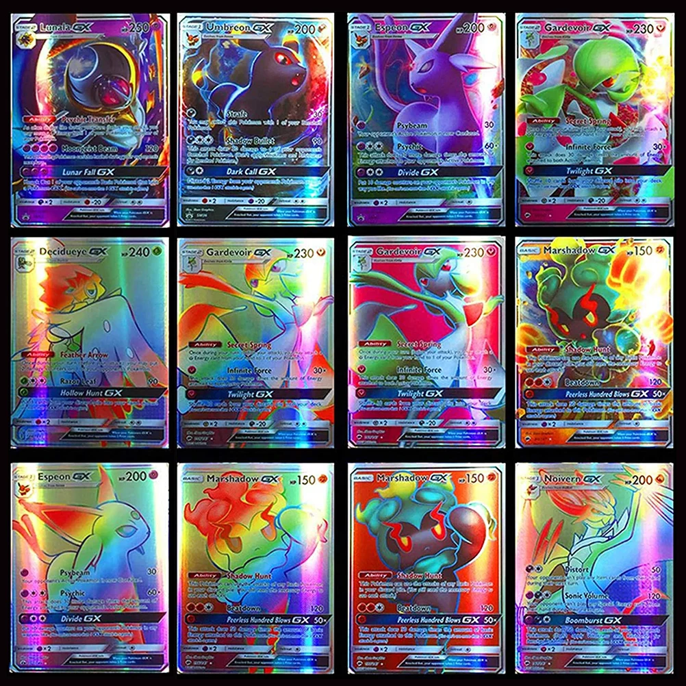 100 200 шт. набор карт Pokemon 95 GX Лидер продаж детская битва английская версия игровая
