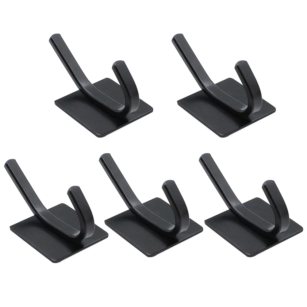 

5pcs Nail Free Towel Smooth Stainless Steel Clothes Hardware Hats Hotel Self Sticky Hanging Hook Bathroom Wall Mounted Home