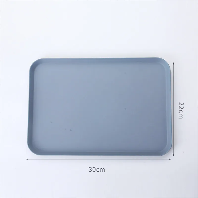Small Blue 1 pcs Rectangle Fruit Bamboo Fiber Plates Storage Tray Family Dessert Dish Snack Dish Party Home Maintenance Tray Plate petisco - Цвет: Small Blue