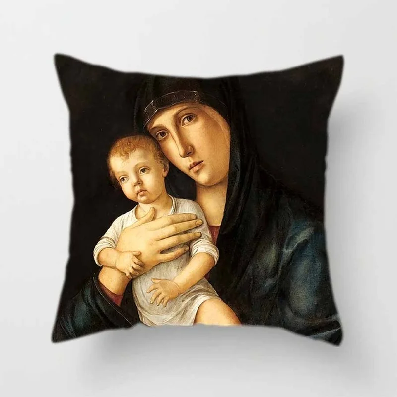 

Ancient Painting Cushion Cover, Square Polyester Cushion Cover, Bedroom Cushion Cover, Home Decoration Cushion Cover 45cmx45cm
