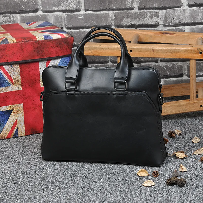 

2021 Vintage Men Briefcase Business Office Handbag Crazy horse Leather Shoulder Messenger Bag for 13" Laptop Crossbody bags