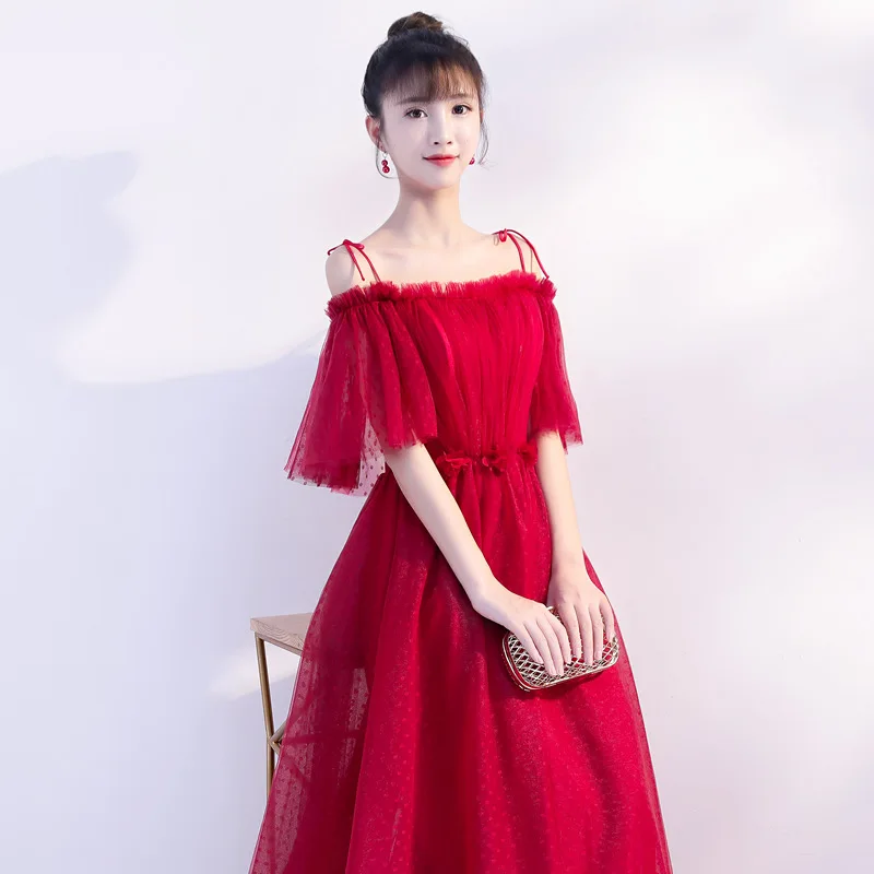 Одежда для тостов невесты 2019 Новый Стиль Красное длинное платье с открытыми