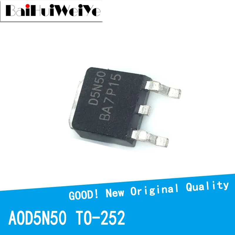 

10PCS/LOT 5N50 D5N50 AOD5N50 5A 500V TO-252 TO252 MOS FET New and Original IC Chipset MOSFET-N