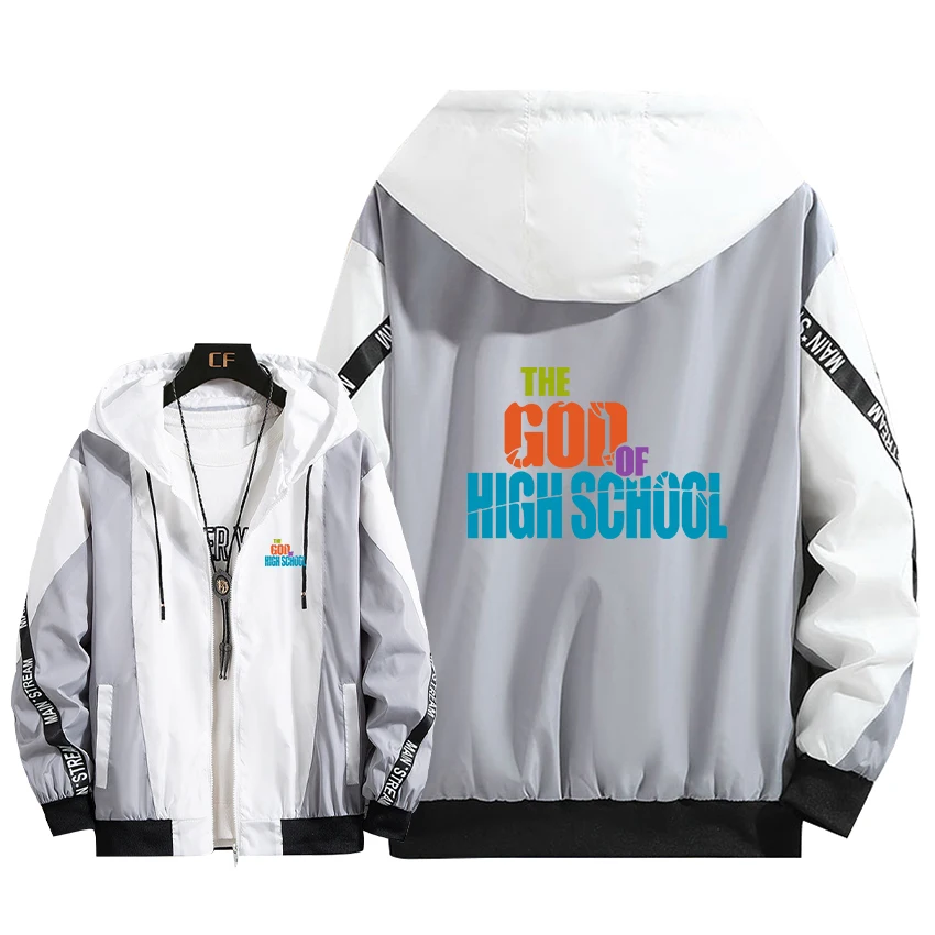 

Hot Anime Cosplay Hoodie The God of High School Luminous Print Zipper Hooded Splicing Coat Summer Sun Protection Thin Jacket