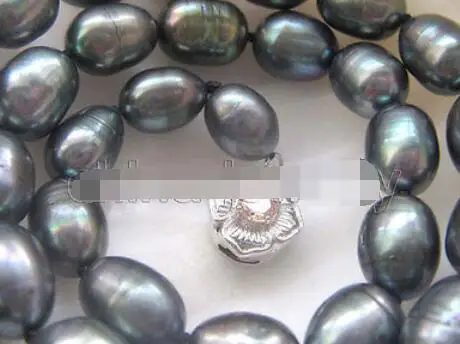 

P5703- 17" 10-11mm natural black baroque freshwater pearl necklace - 925 silver