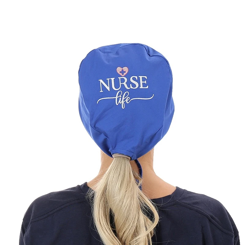 

1Pcs Adjustable Unisex Printing Cotton Scrub Hat Beauty Salon Working Caps Surgical Cap Nurse Hat Elastic Nurse Accessories