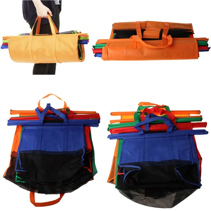 

4Pcs Reusable Trolley Bags Shopping Cart Bags Trolley Bags Reusable Grocery Cart Bags for Hot or Cold Groceries