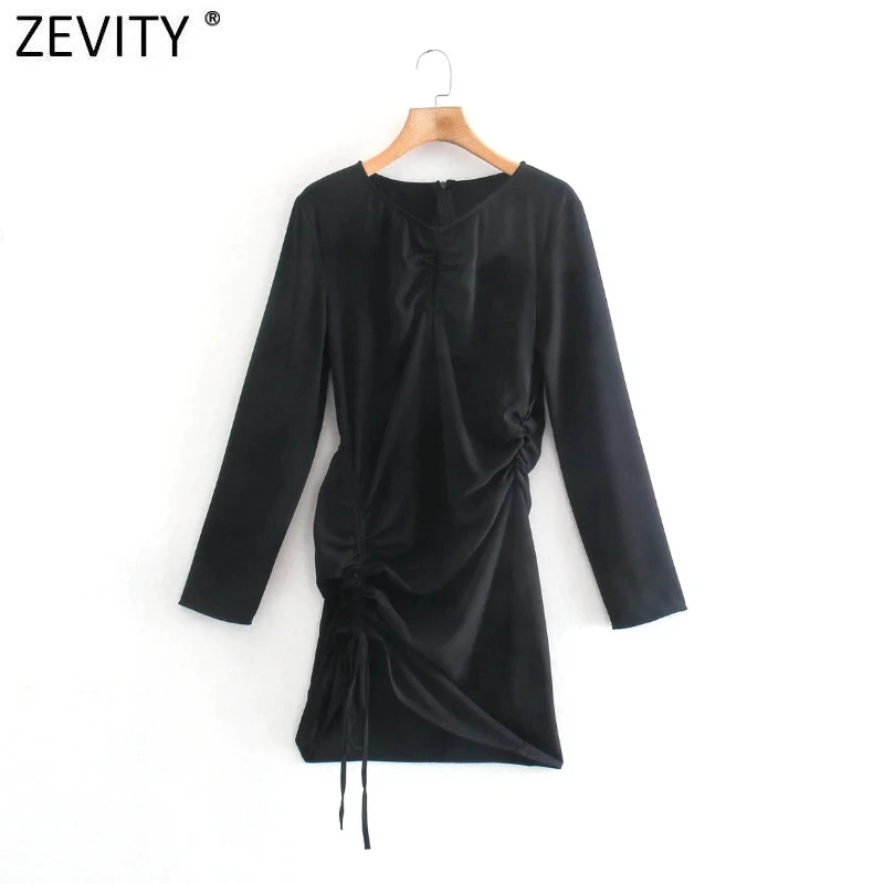 

Новинка, женское сексуальное черное плиссированное платье ZEVITY с отверстиями, шикарное женское повседневное тонкое платье на молнии сзади, ...