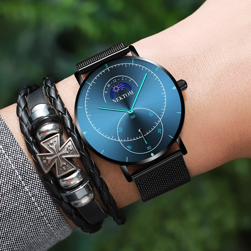 Роскошные мужские часы NEKTOM новинка 2020 водонепроницаемые светящиеся с