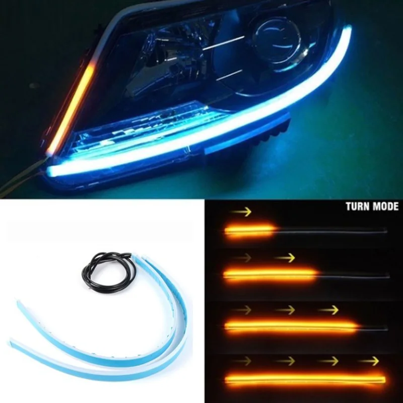 

Start scanning automobile LED daily light external ultra thin light guide dual color streamer LED turn signal driving light bar