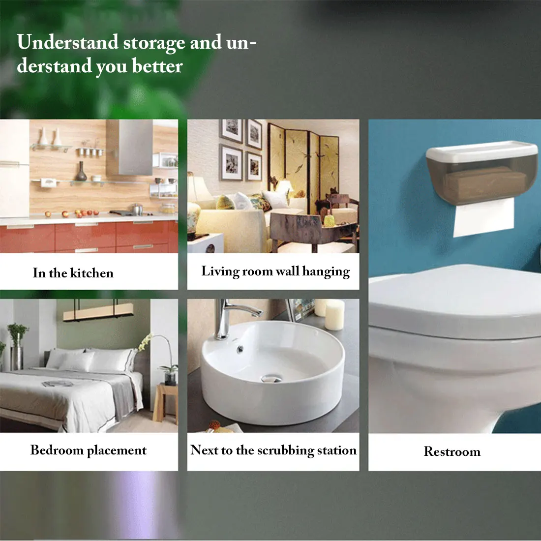 

Wall-mounted Toilet paper holder waterproof Mobile phone storage rack Toilet paper storage rack Paper towels Bathroom box