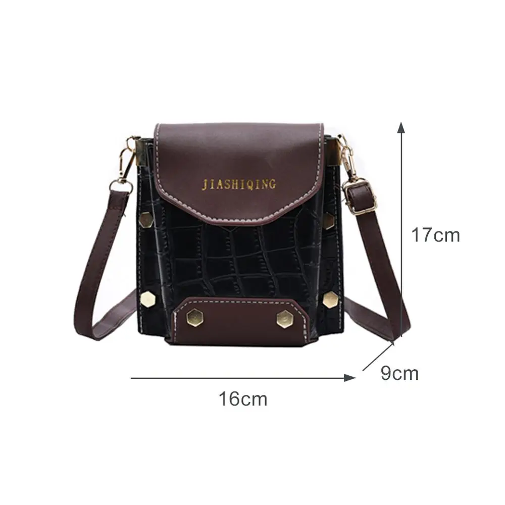 

Fashion Exquisite Shopping Bag Women Stone Pattern PU Crossbody Bag Hit Color Travel Shoulder Handbag Purses