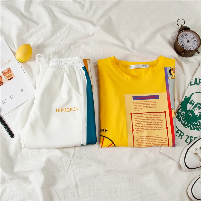 спортивный костюм женский Спортивный 2019 осень зима Для женщин VOGUE с принтом букв 0