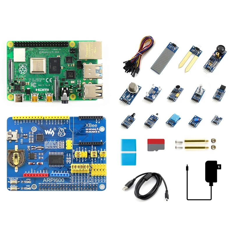 Waveshare для Raspberry Pi 4 Модель B набор датчиков включает в себя PI4 4GB ARPI600 плата адаптера