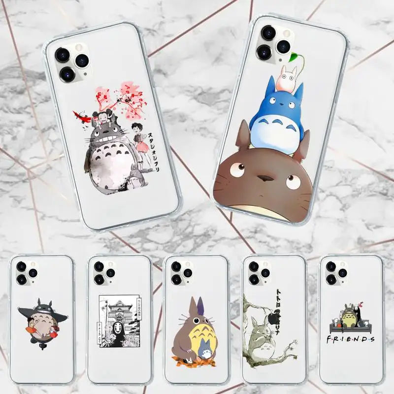 

Totoro Hayao anime cute Phone Case Transparent for iPhone 7 8 11 12 13 mini pro X XS XR MAX Plus