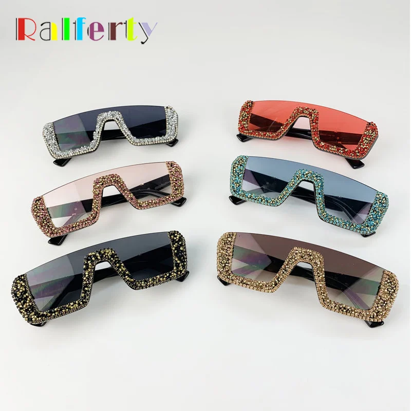 

Ralferty 2020 Women'S Luxury Brand Sunglasses Half Frame Crystal Rhinestone Sun Glasses UV400 Protection Festival Shades G1721