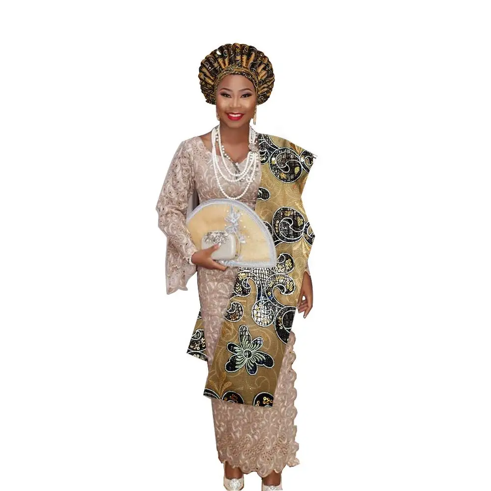 Нигерийский геле головной убор aso oke с плеча геле тюрбан для женщин - Цвет: as pic