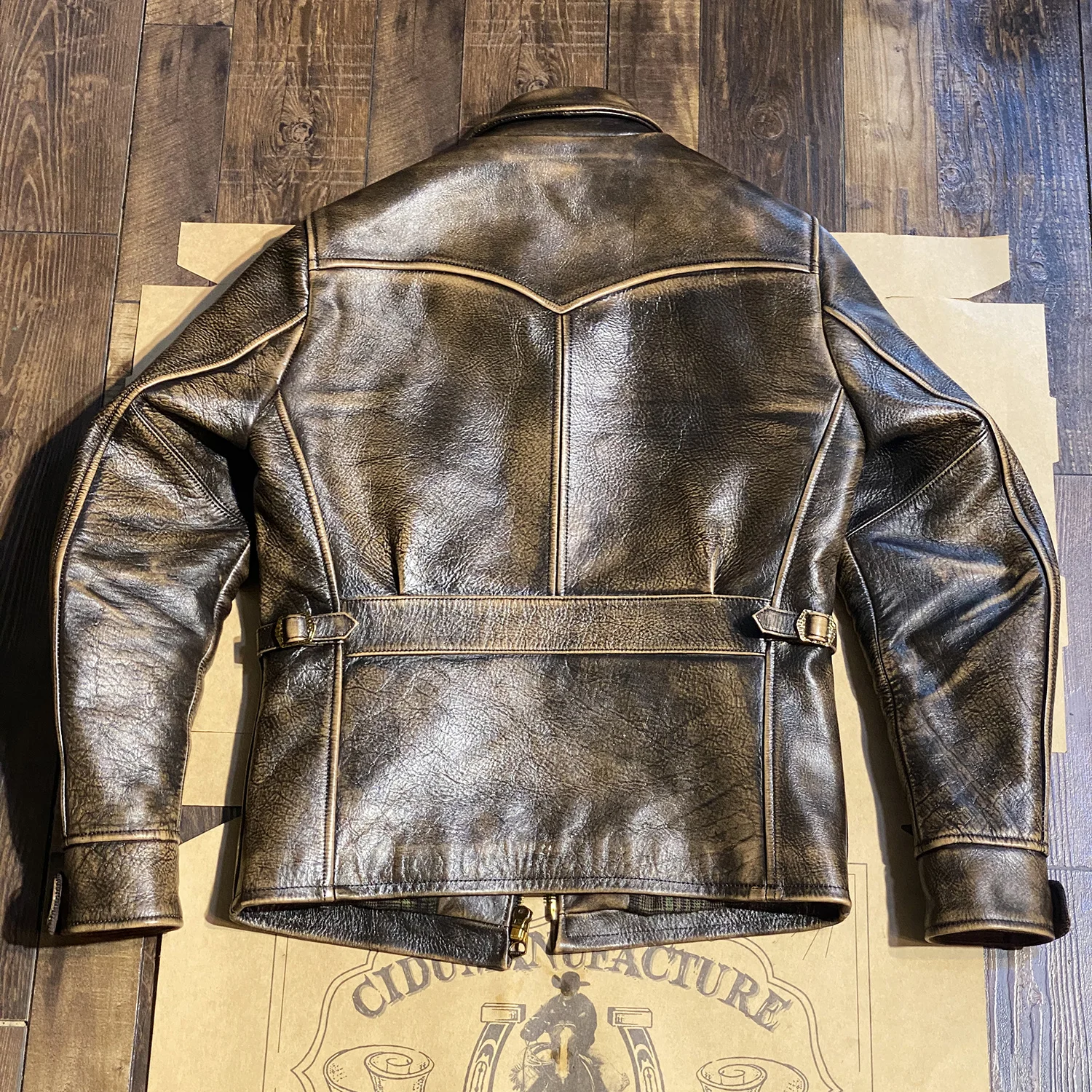 

Description CDBT1550 Read ! Asian Size Super Quality Men's Genuine Cow Coat Cowhide Leather Aged Washing Jacket