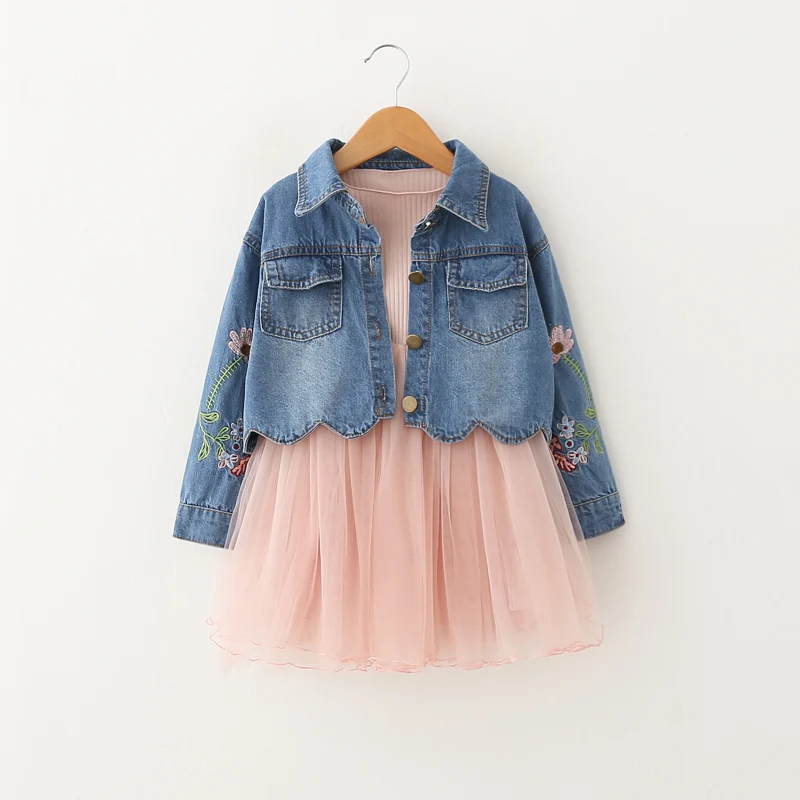 Комплект из 2 предметов для девочек джинсовый пиджак и платье-пачка платья