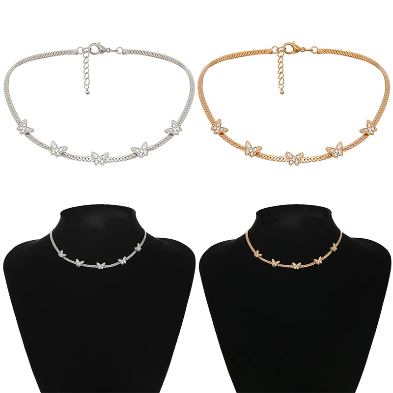 С изображением милой бабочки колье для женщин изготовлено вручную золотая