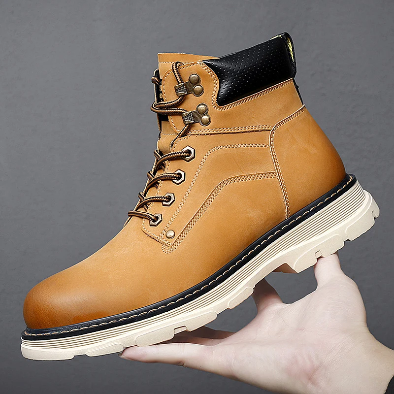 

Men Boots Leather Spring Autumn Vintage Style Ankle Boots Men Lace Up Footwear Fashion Casual Shoes Men Botas Hombre