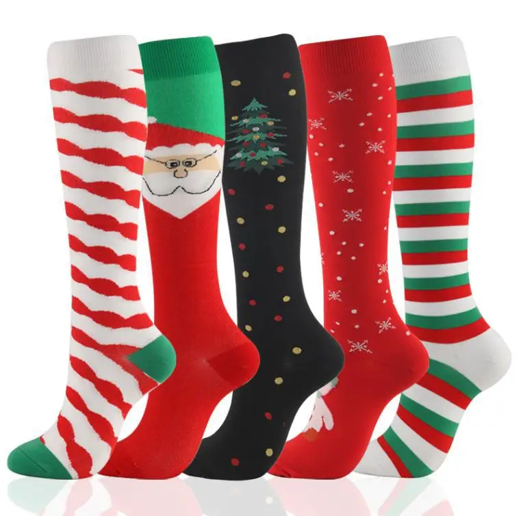 Christmas Compression Sock 5 or 6 Pairs Per Set Sock Sport Christmas Gift Sock