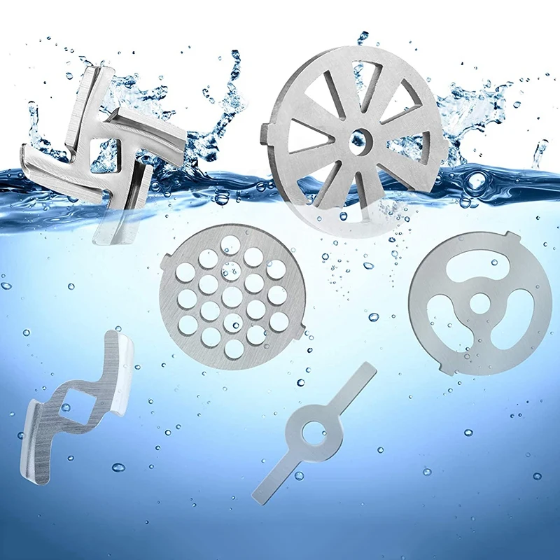 

10Pcs Meat Grinder Blades Set, Stainless Steel Meat Grinder Plate Discs Sausage Stuffer Ring Food Grinding Blades