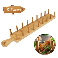 2x taco holder wooden mexican rolls pancake stand for restaurants parties