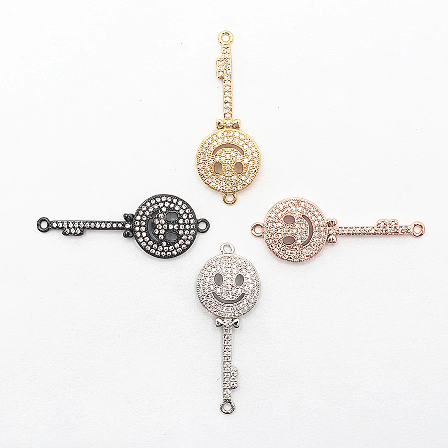 

13,6 × 36,5 мм модные ювелирные изделия, аксессуары для браслетов и ожерелий своими руками, соединитель, ключ из меди и серебра с цирконием