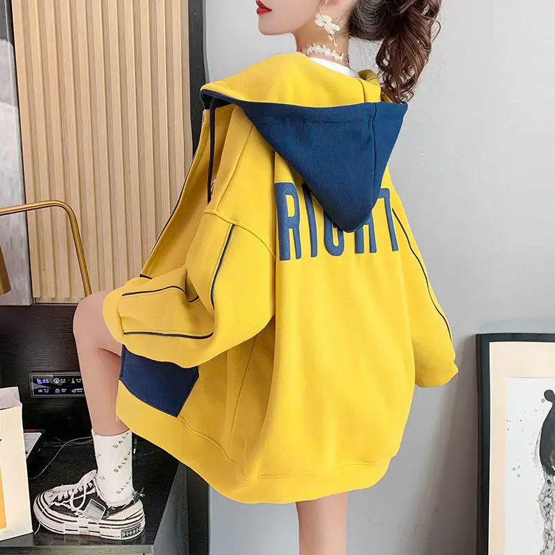 

Fashion Gray Sweatshirts Jacket Loose Zipper Tops Rock Coat Women Casual Oversize Tracksuit Hoody Female Funny Basic Hoodies