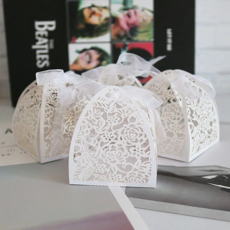 Цветочный дизайн свадебные сувениры коробка для конфет лазерная резка Свадебная
