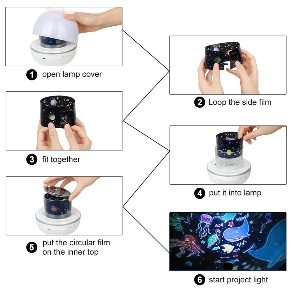 

Music Rotating Projector Lamp USB Rechargeable LED Night Light for Kids