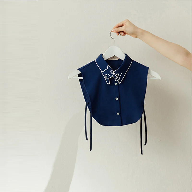 Женская блузка с вышитым воротником MUMUZI белая в стиле преппи длинным рукавом и