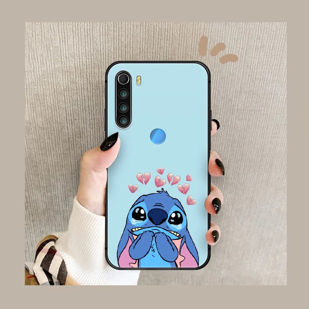 

Cartoon cute Stitchs Phone Case For XIAOMI Redmi Note 5 7 8 T 9 6A 7A 8A 9S K 20 30 Pro black Back Painting Cover Pretty Shell