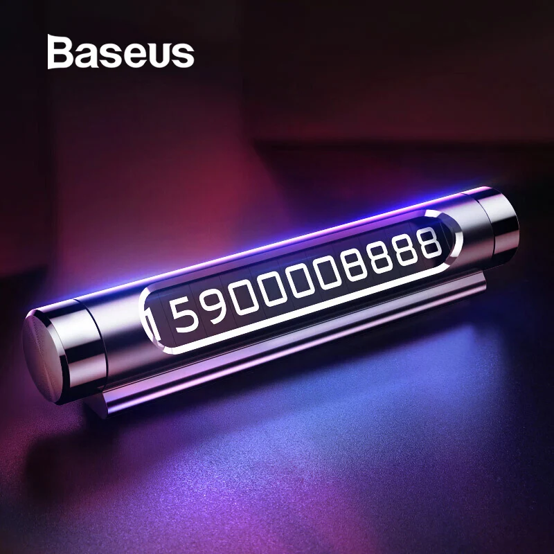 Baseus люминесцентный автомобильный временный держатель карты парковки Автомобильный Стайлинг мобильный телефон номерной знак карта кулисный переключатель авто аксессуары