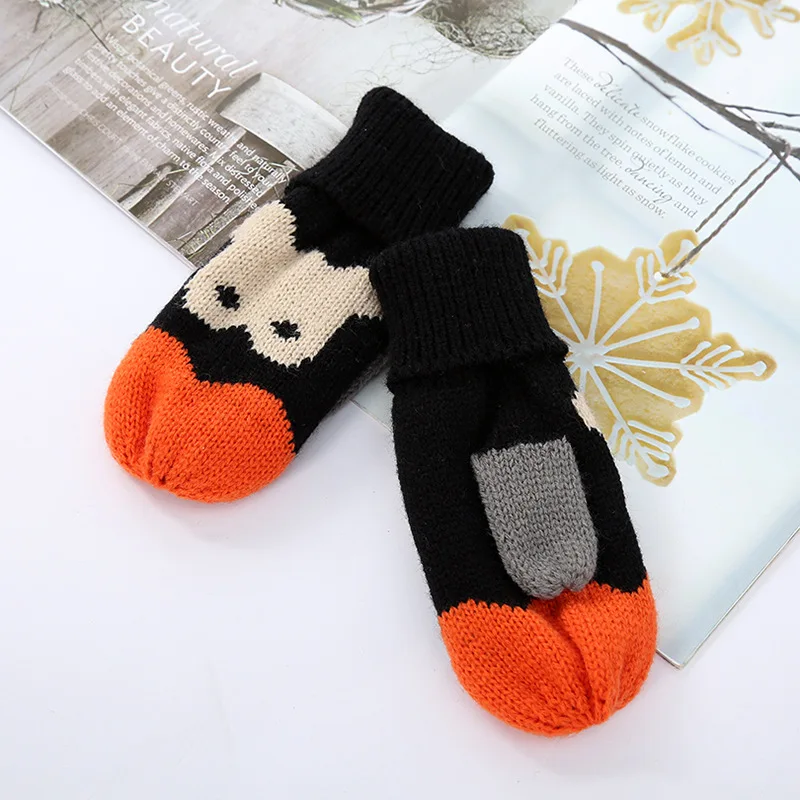 Maylisacc 3-8 Years Old Children's Hat Scarf Gloves 3-piece Set Autumn Winter Knitted Warm 3-piece Set Cartoon Acrylic Ball Hat