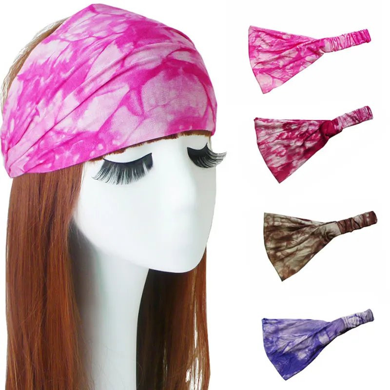 

Модная спортивная повязка на голову для йоги Женская широкая хлопковая повязка для волос для мытья лица женские повязки для волос цветная б...