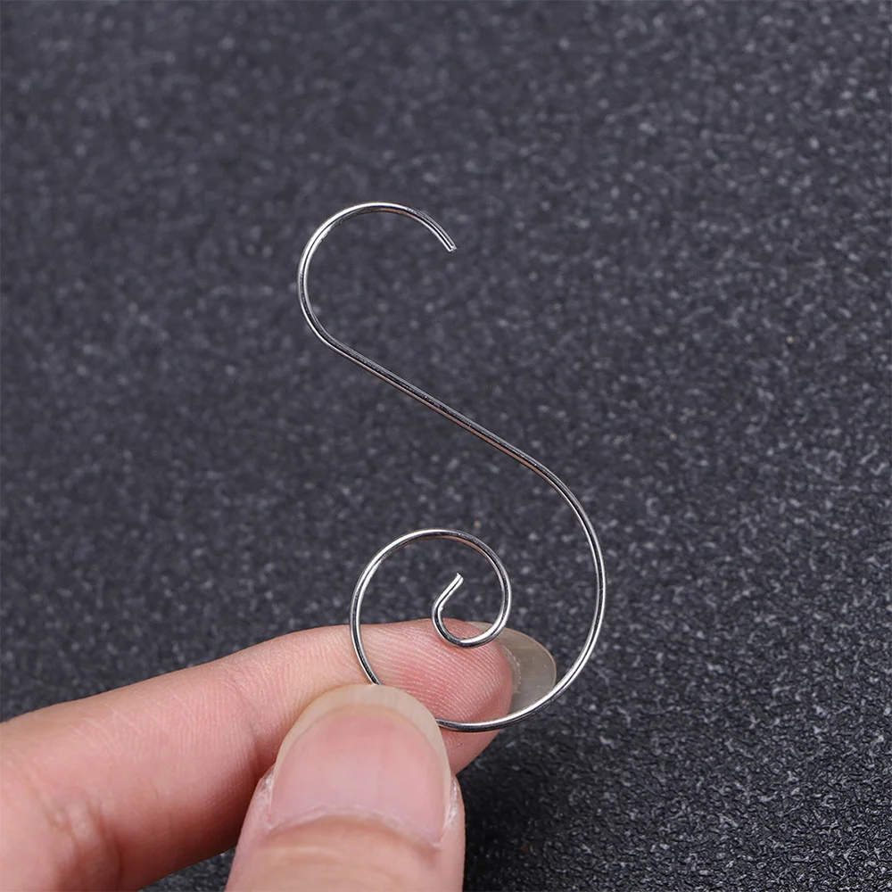 

100pcs Shape Ornament Hooks Stainless Steel Wall Hangers Accessory for Christmas Gift Hanging (Silver)