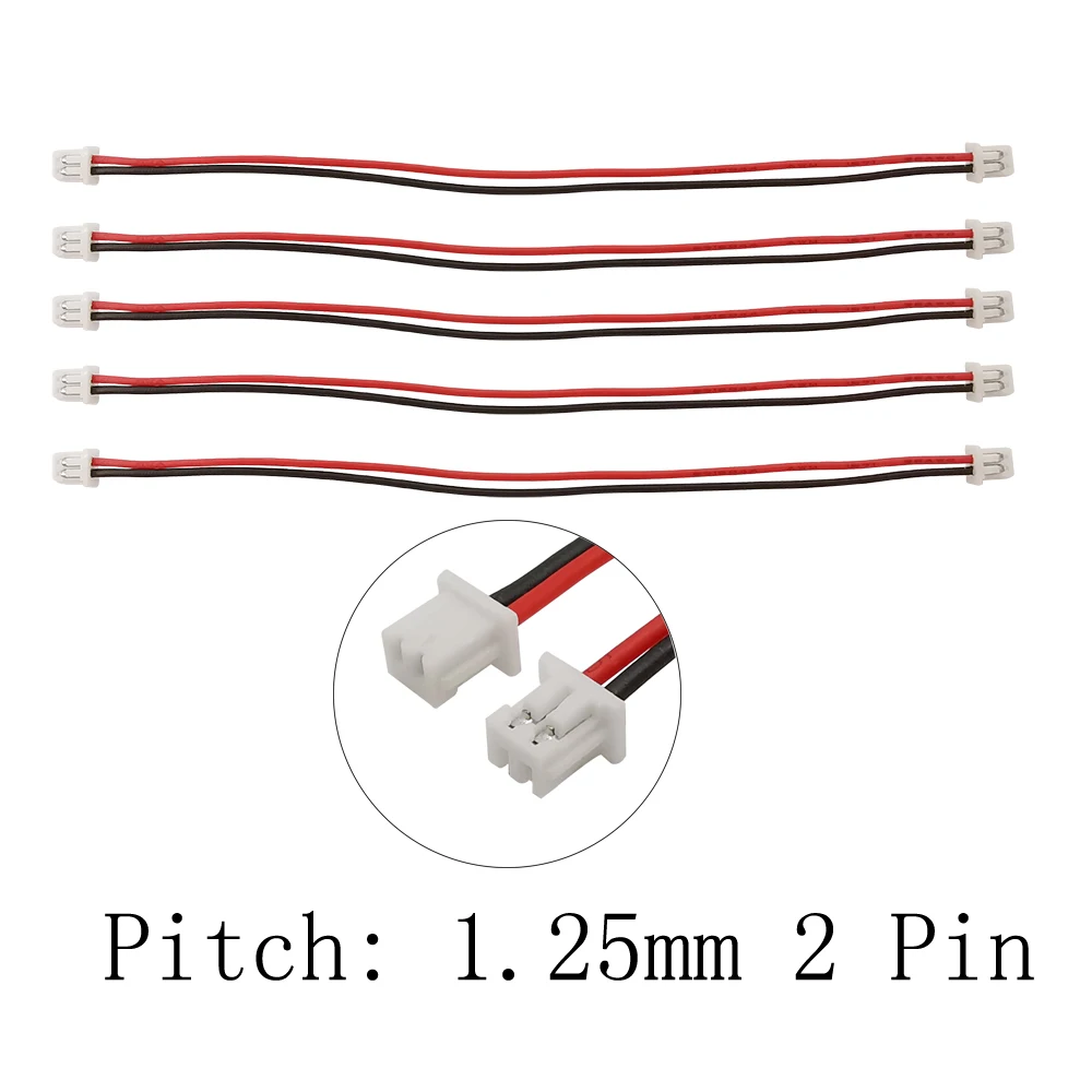 Micro JST 1.25mm 2 Pin Female to Female Plug Connector Pitch 1.25 mm 2P Terminals Connectors With Wire Cables 10/15/20/30CM